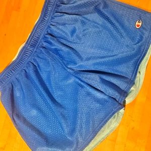 Champion women's athletic basketball shorts, blue, size small. mesh